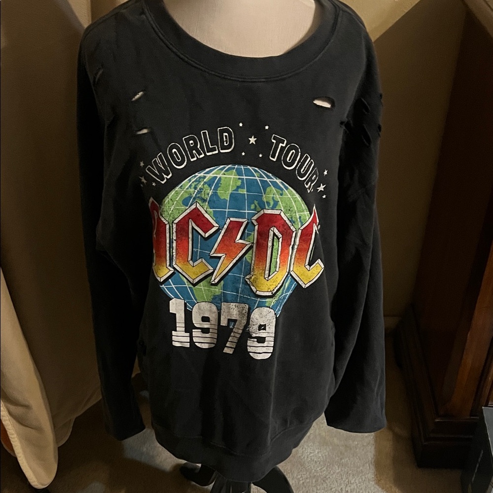 AC/DC Black World Tour 1979 Sweater with premade slit openings